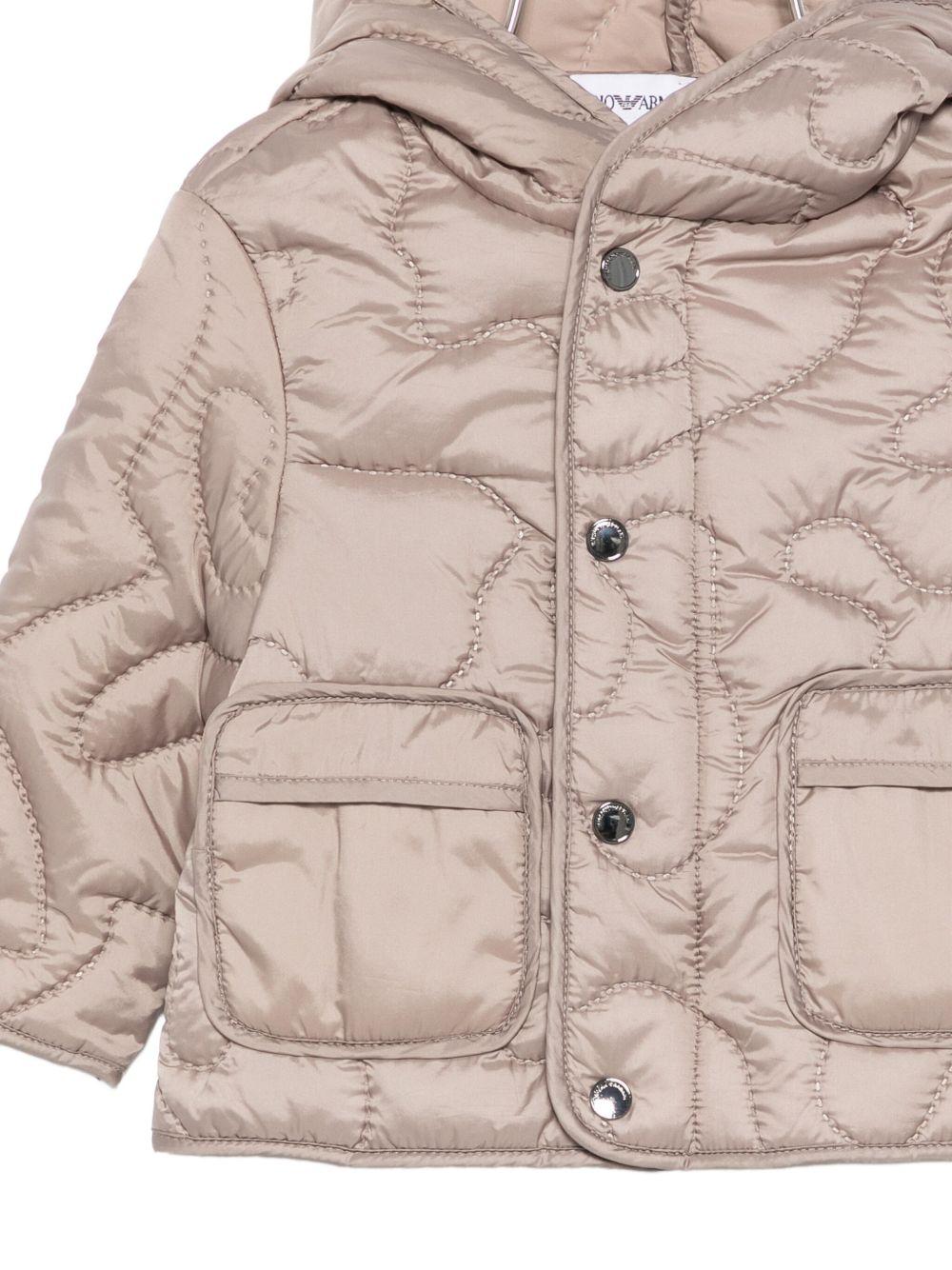 Giacca trapuntata per neonati Emporio Armani Kids beige con cappuccio - Rubino Kids