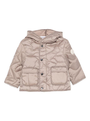 Emporio Armani Kids beige quilted jacket for newborns with hood