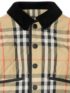 Giacca trapuntata per neonato Burberry Kids beige a quadri con tasche laterali - Rubino Kids