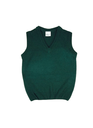 Baroni green V-neck wool vest for children