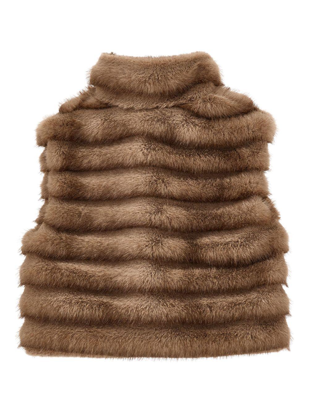 Gilet in eco - pelliccia per bambina Monnalisa marrone effetto volpe - Rubino Kids