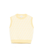 Gilet in maglia per bambina Fendi Kids giallo con monogramma FF all - over - Rubino Kids