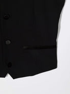 Gilet monopetto per bambino Emporio Armani Kids nero con finiture in raso - Rubino Kids