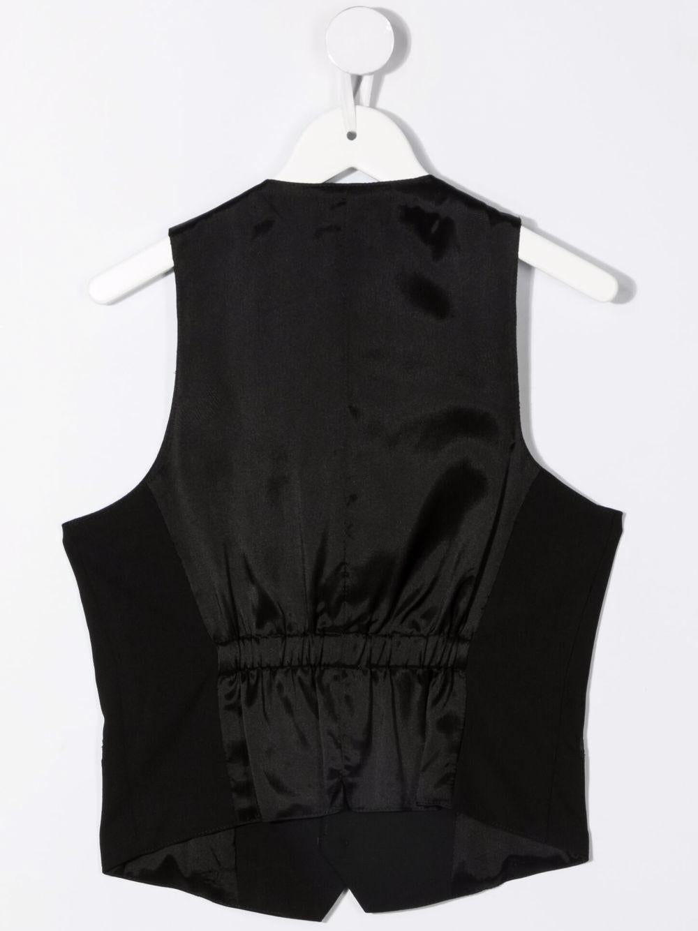 Gilet monopetto per bambino Emporio Armani Kids nero con finiture in raso - Rubino Kids