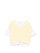 Gilet per bambina MSGM Kids gialla in maglia con t-shirt - Rubino Kids