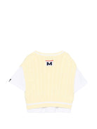 Gilet per bambina MSGM Kids gialla in maglia con t-shirt - Rubino Kids