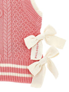 Gilet per bambina Philosophy di Lorenzo Serafini Kids rosa con maglia intrecciata - Rubino Kids