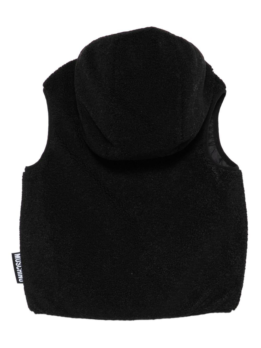 Gilet per bambini Moschino Kids nero con applicazione Teddy - Rubino Kids