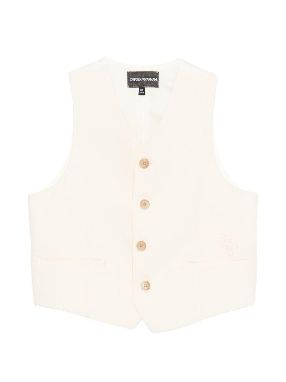 Gilet per bambino Emporio Armani Kids bianco con scollo a V - Rubino Kids