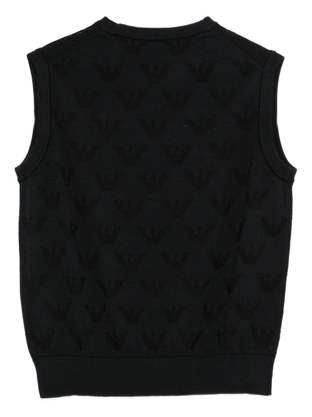 Gilet per bambino Emporio Armani Kids blu con orlo a coste - Rubino Kids