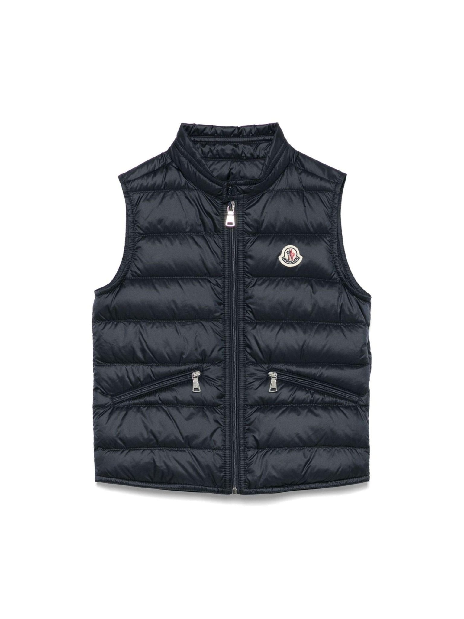 Gilet per bambino Moncler Enfant blu navy con logo sul petto - Rubino Kids