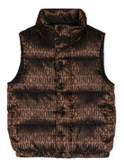 Gilet per bambino Moschino Kids marrone con logo jacquard - Rubino Kids