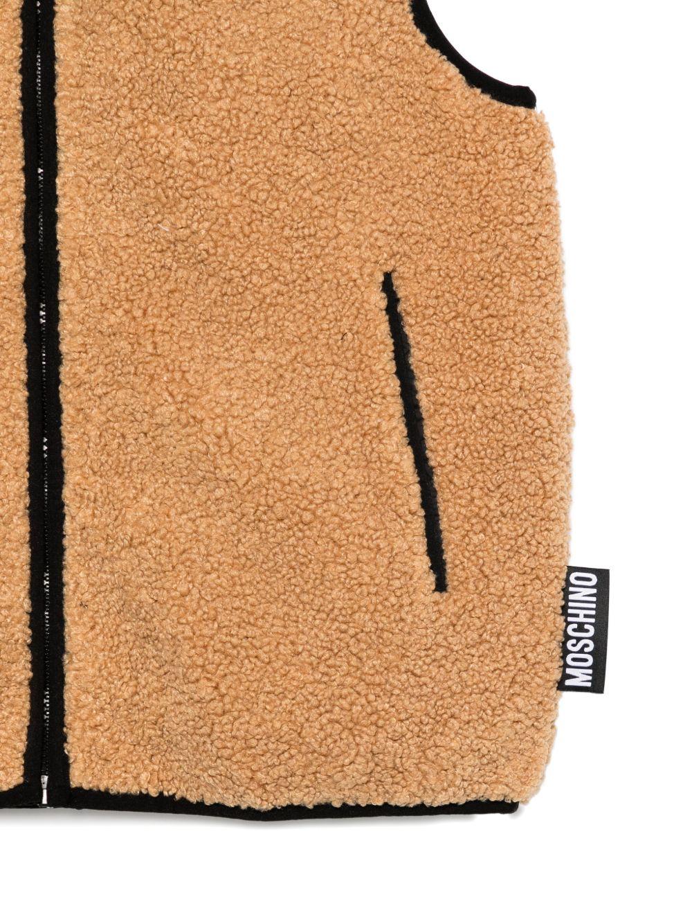 Gilet per bambino Moschino Kids marrone con toppa orsetto - Rubino Kids