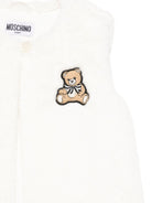 Gilet per neonati Moschino Kids bianco con applicazione Teddy Bear - Rubino Kids
