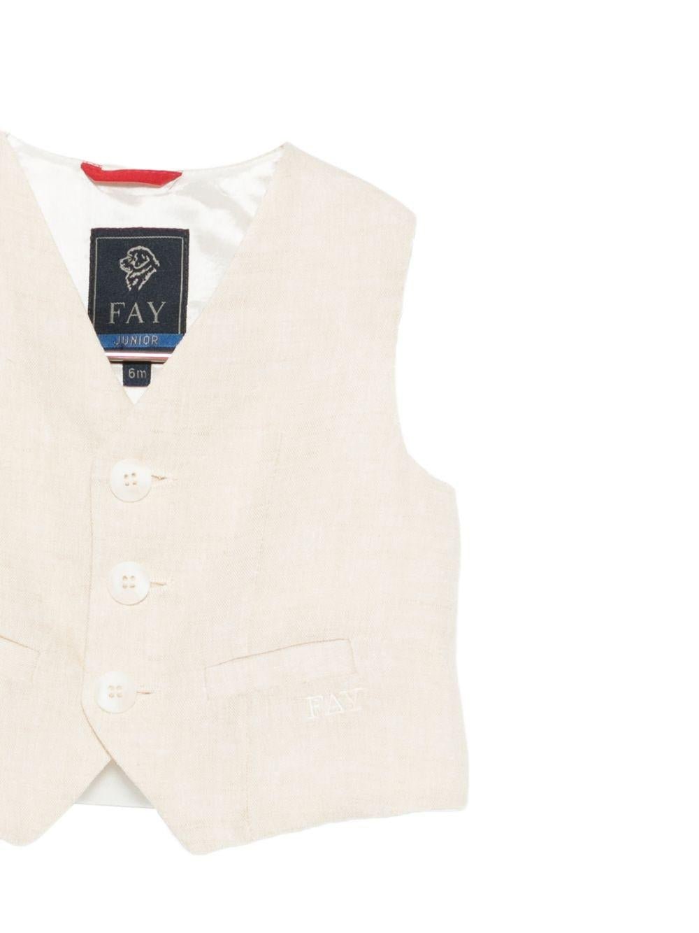 Gilet per neonato Fay Kids beige con logo ricamato tono su tono - Rubino Kids