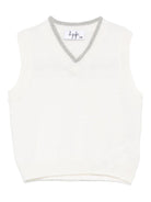 Gilet per neonato Il Gufo bianco in lana vergine con bordo grigio - Rubino Kids