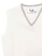 Gilet per neonato Il Gufo bianco in lana vergine con bordo grigio - Rubino Kids