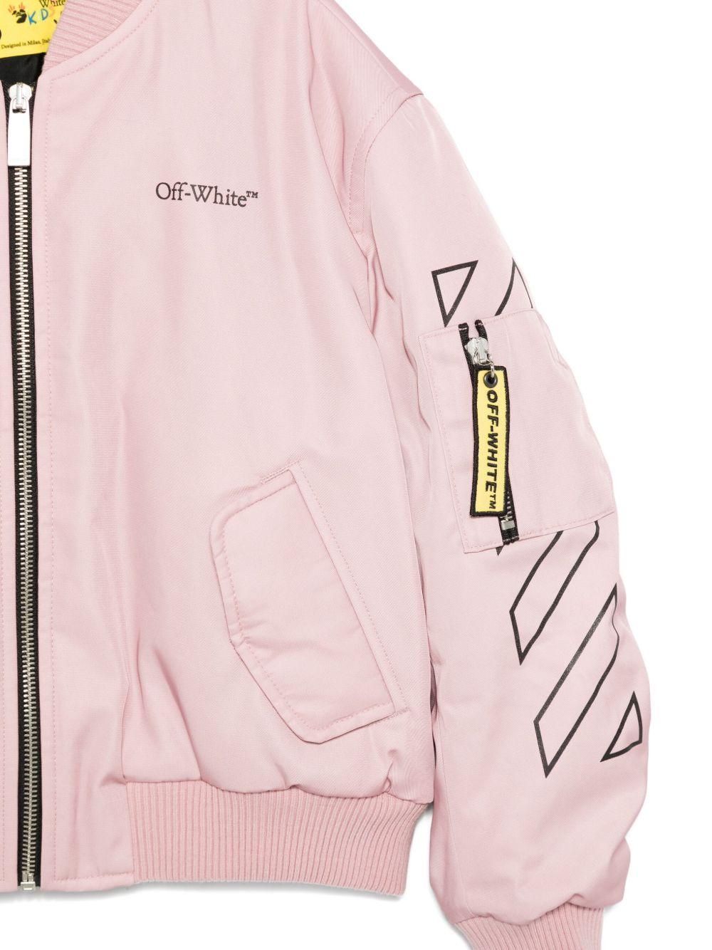 Giubbino Bookish Diagonal per bambina Off - White Kids con rosa tasche laterali con patta - Rubino Kids