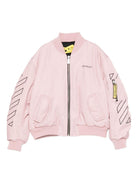 Giubbino Bookish Diagonal per bambina Off - White Kids con rosa tasche laterali con patta - Rubino Kids