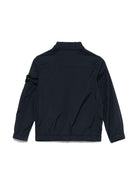 Giubbino con applicazione Compass per bambino Stone Island Junior blu con colletto classico - Rubino Kids