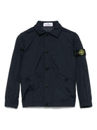 Giubbino con applicazione Compass per bambino Stone Island Junior blu con colletto classico - Rubino Kids