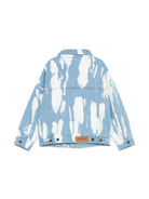 Giubbino con applicazione PA per bambino Palm Angels Kids azzurro con polsini con abbottonatura - Rubino Kids