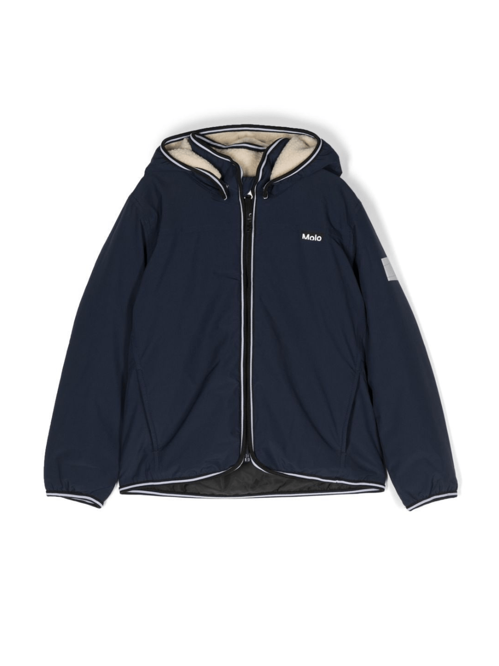 Giubbino impermeabile per bambino Molo Winner blu con cappuccio - Rubino Kids