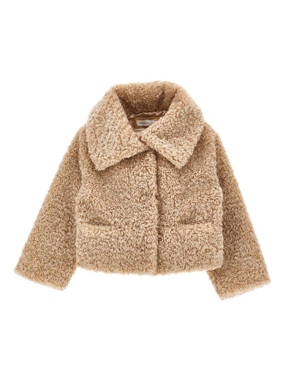 Giubbino in eco - pellicca per bambina Monnalisa beige con tasche - Rubino Kids