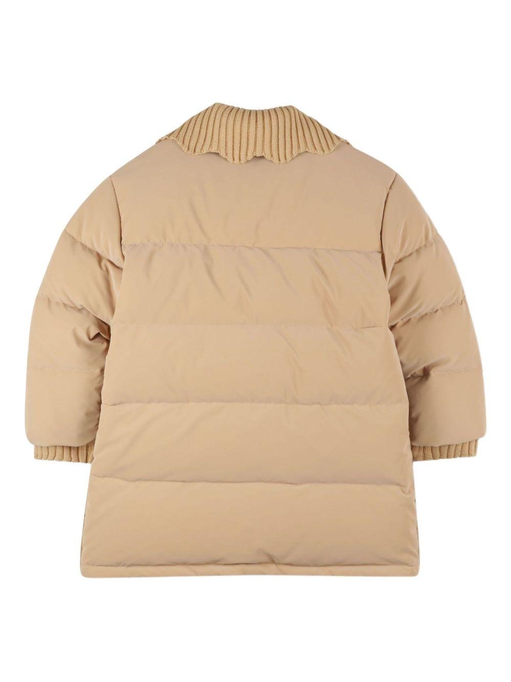 Giubbino per bambina Chloé Kids beige con applicazione con logo - Rubino Kids