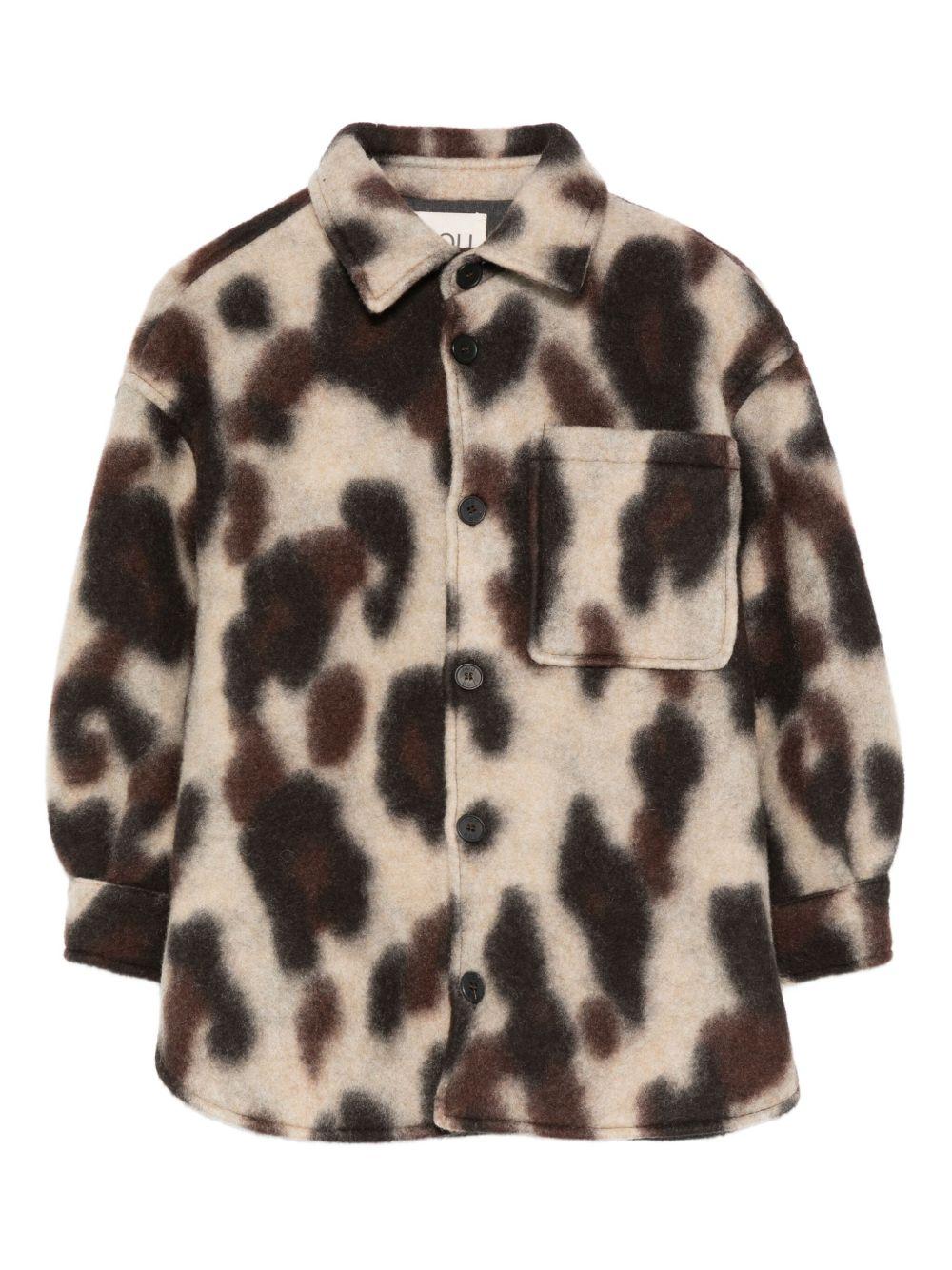 Giubbino per bambina Douuod Kids animalier con colletto a punta - Rubino Kids