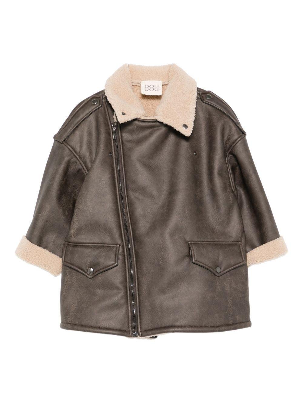 Giubbino per bambina Douuod Kids marrone con zip frontale - Rubino Kids