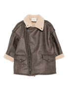 Giubbino per bambina Douuod Kids marrone con zip frontale - Rubino Kids