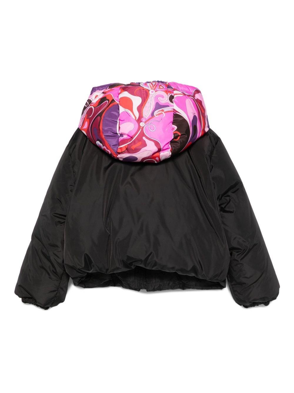 Giubbino per bambina Emilio Pucci Junior nero con stampa paisley - Rubino Kids