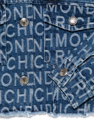 Giubbino per bambina John Richmond Junior in denim con logo jacquard - Rubino Kids