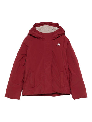 Red K-Way Kids jacket for girls with logo application on the front