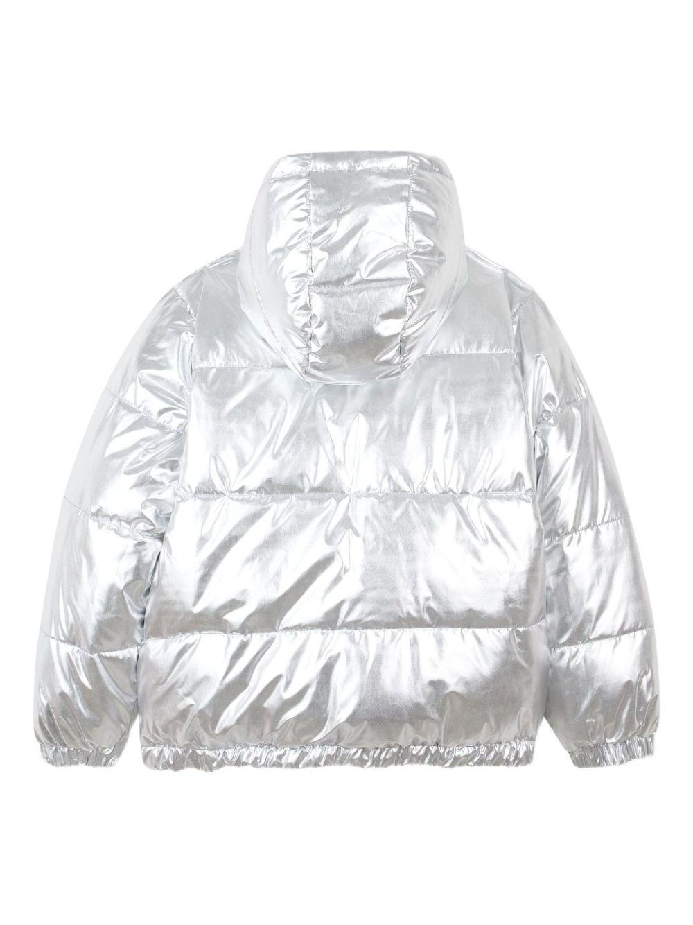 Giubbino per bambina Kenzo Kids color argento con logo sul davanti - Rubino Kids