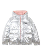 Giubbino per bambina Kenzo Kids color argento con logo sul davanti - Rubino Kids