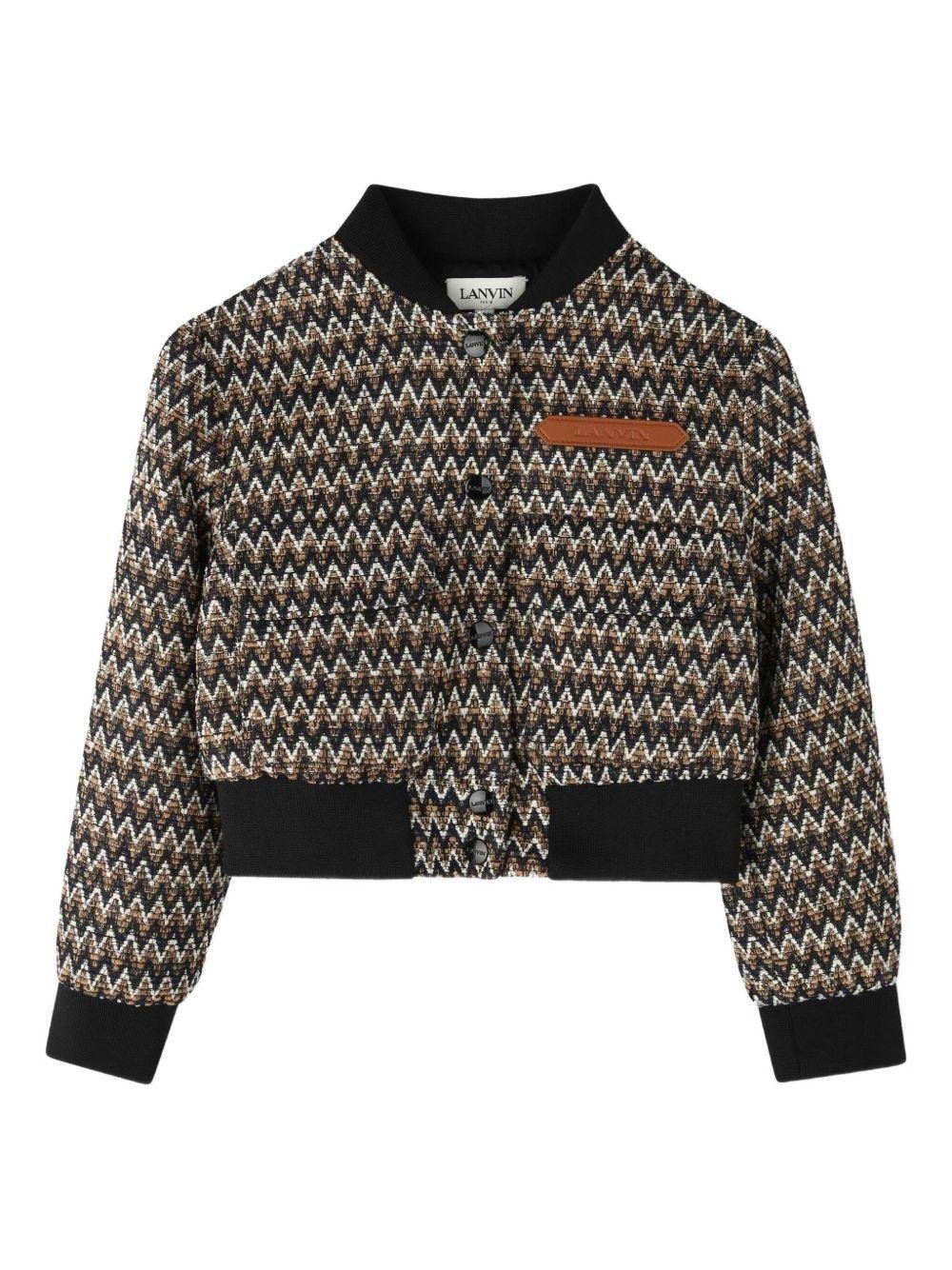 Giubbino per bambina Lanvin Enfant multicolore con polsini a coste - Rubino Kids