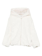 Giubbino per bambina MC2 Saint Barth Kids bianco con applicazione orecchie da orso - Rubino Kids