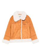 Giubbino per bambina MC2 Saint Barth Kids marrone con colletto in pelliccia sintetica - Rubino Kids