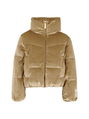 Molo beige jacket for girls with quilted velvet design