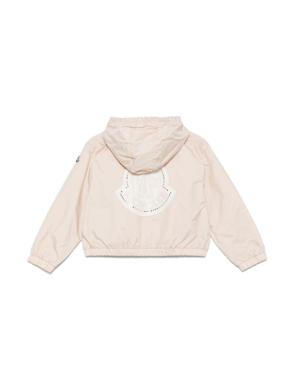 Giubbino per bambina Moncler Enfant beige con due tasche superiori a marsupio - Rubino Kids