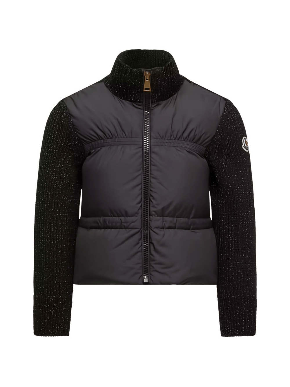 Giubbino per bambina Moncler Enfant nero con design a inserti - Rubino Kids