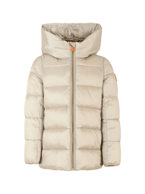 Save The Duck Kids beige hooded jacket for girls