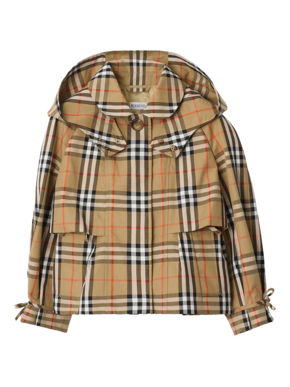 Giubbino per bambino Burberry Kids beige con motivo a quadri - Rubino Kids