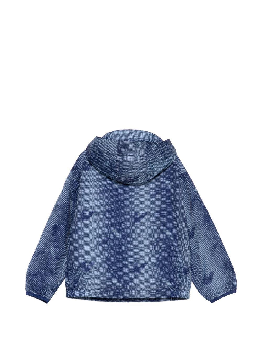 Giubbino per bambino Emporio Armani Kids blu con stampa aquila all - over - Rubino Kids