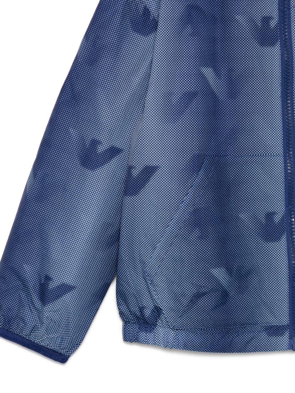 Giubbino per bambino Emporio Armani Kids blu con stampa aquila all - over - Rubino Kids