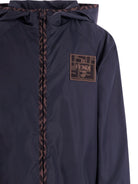 Giubbino per bambino Fendi Kids blu con toppa con logo sul davanti - Rubino Kids