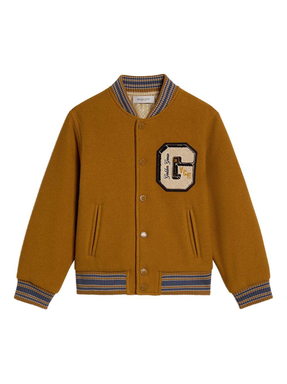 Giubbino per bambino Golden Goose Kids marrone con applicazione con logo - Rubino Kids