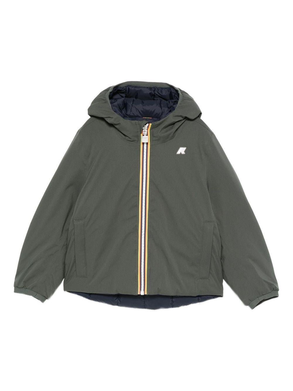 Giubbino per bambino K - Way Kids verde con toppa con logo - Rubino Kids